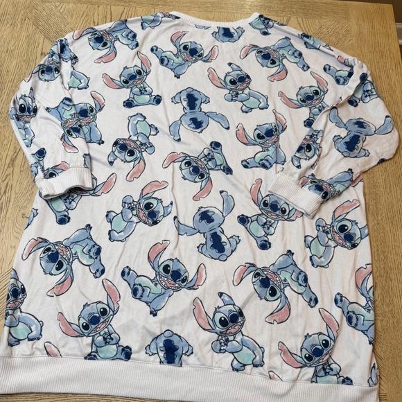 Disney women's size 3X Stitch All Over Print Pullover Sweatshirt Sleep Dress Top - Picture 2 of 6